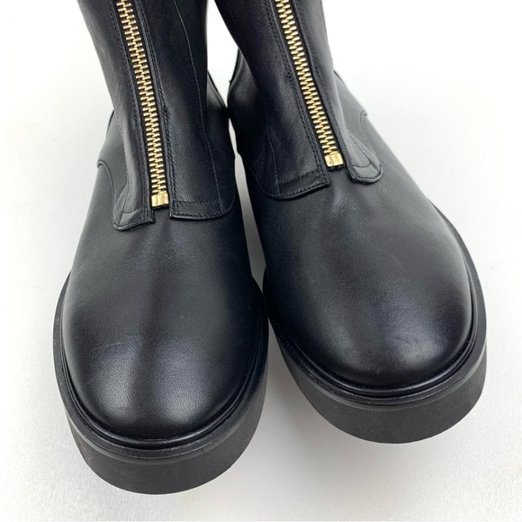 Stuart Weitzman Boots Black Leather Zip Front Ankle Bootie Low Heel Size 36.5 6 - Picture 6 of 10